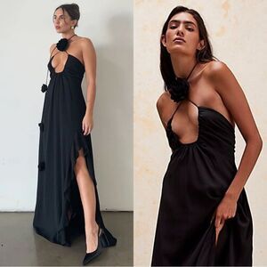 For Love & Lemons Desiree Maxi Black Dress Free People Size M